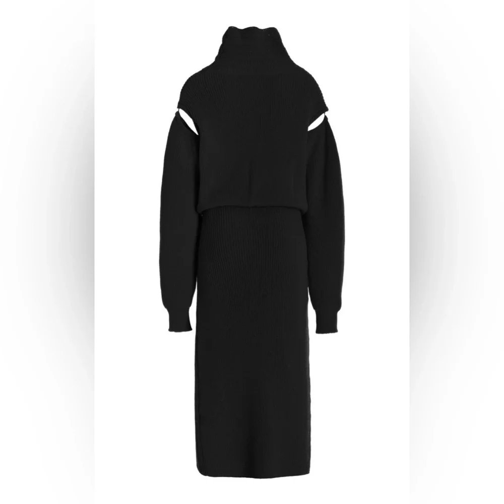 Brandon Maxwell Cutout Knit Wool-Blend Midi Dress Size M - Picture 5 of 13